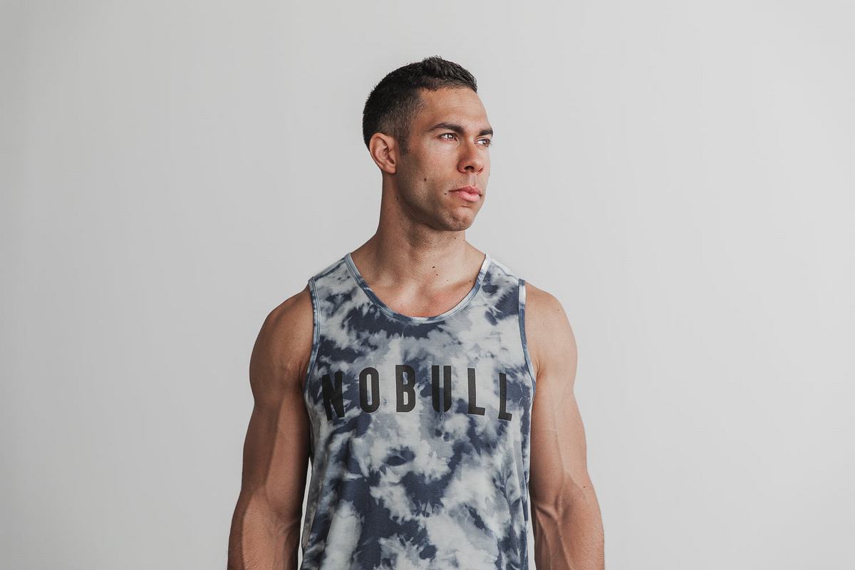 Nobull Tie-Dye Men\'s Tank Tops Blue Blue | Australia (GM4321)